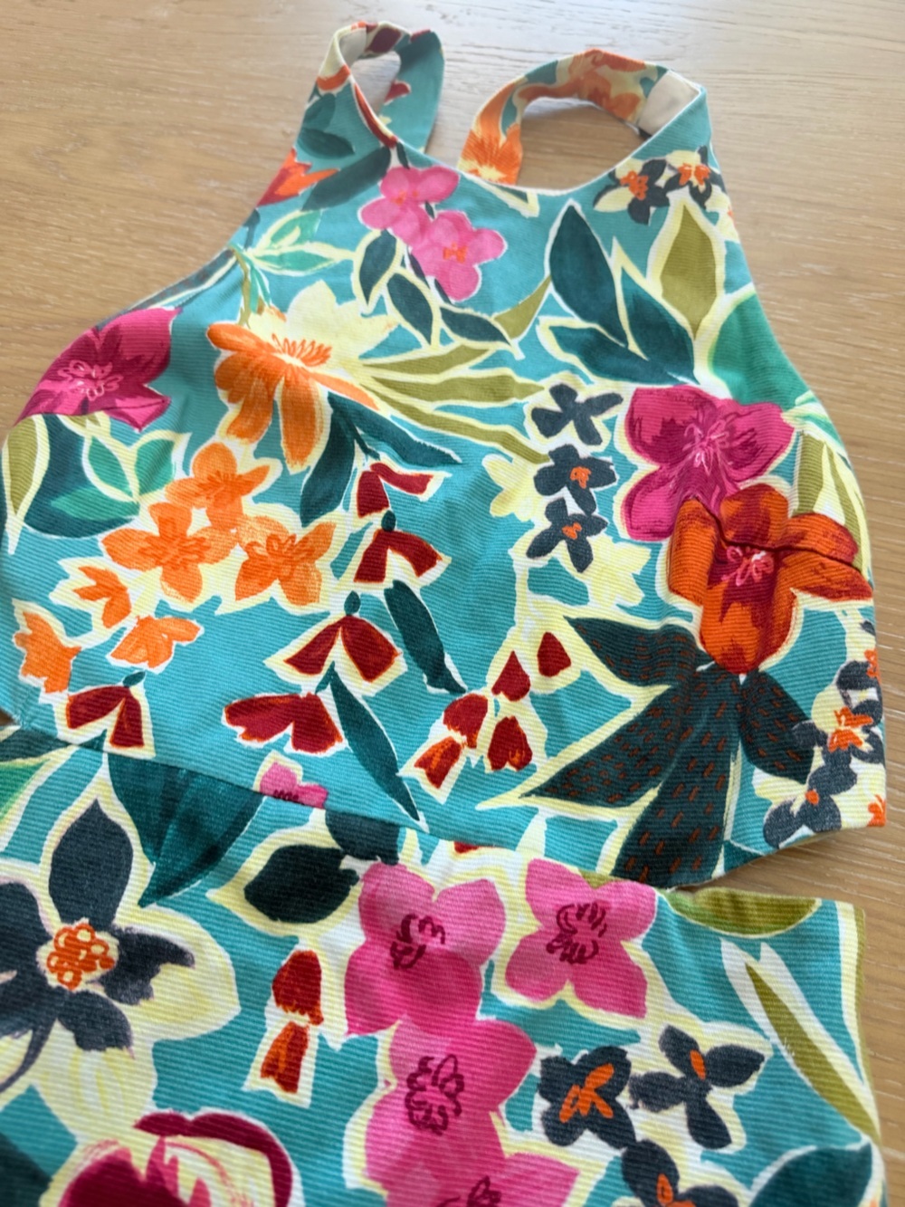 Zara Girls Floral Halter Top & Skirt Set in Teal, Pink, Orange, Green - Picture 2 of 6